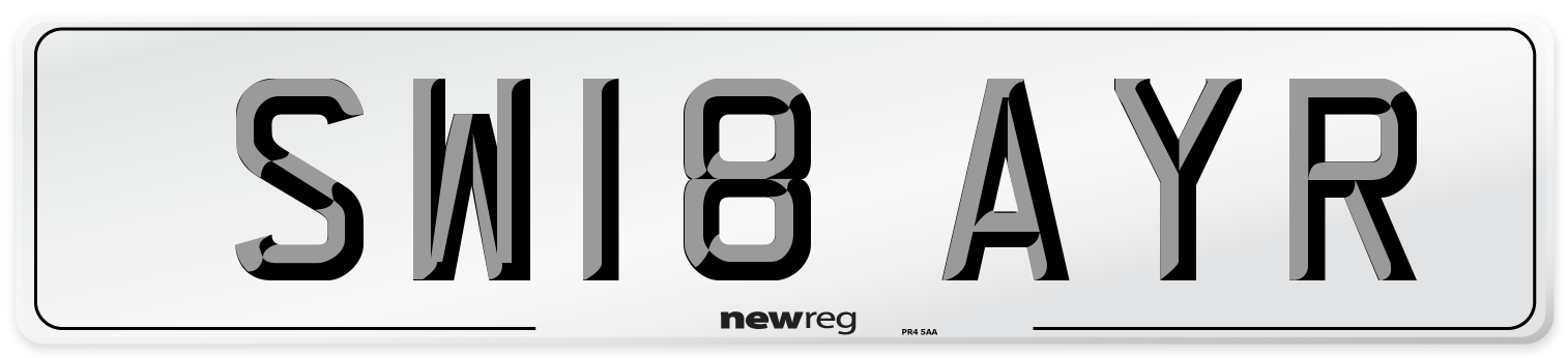 SW18 AYR Number Plate from New Reg